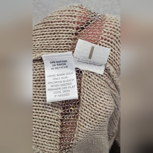 LOFT Metallic mesh Knit Striped Cotton Boho  Women's Cardigan Size M - Picture 9 of 10